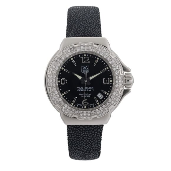 Tag Heuer Formula 1 WAC1214 Diamond Bezel 37mm Black Dial Ladies Watch - Picture 1 of 9